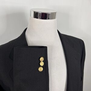 David Taylor 48L Blazer 100% Wool Black Gold Two Button Lined Vented Formal